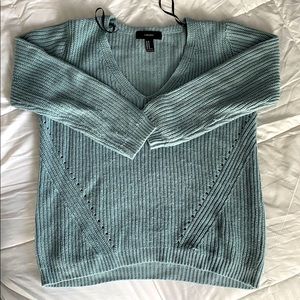Forever 21 Neutral Blue V-Neck Chunky Sweater